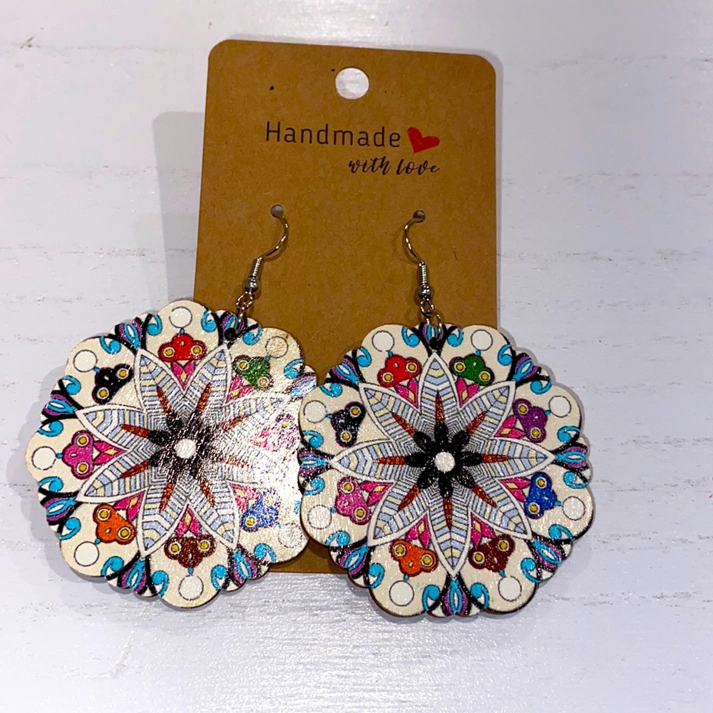 Wooden dangle earrings